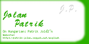 jolan patrik business card